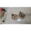 Image 1 : Two Vintage Cast Iron and Wood Single-Sheave Barn Pulleys with Integrated Eyelets