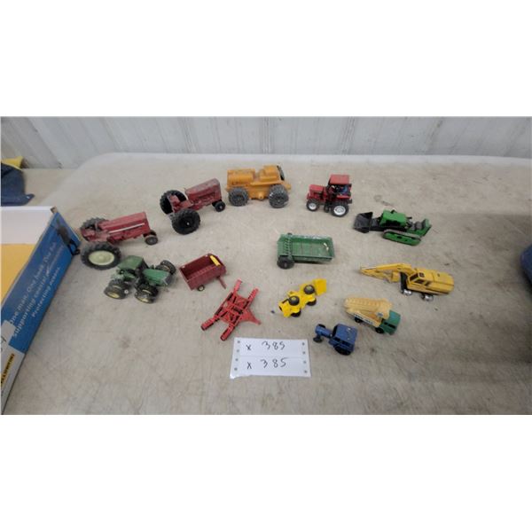 Collection of Die-Cast Farm Tractors, Trailers, and a Few Are Plastic