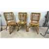 Image 1 : Set of Three Vintage Bamboo and Wicker Lattice-Back Dining Chairs with Round Seats