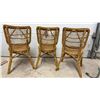 Image 2 : Set of Three Vintage Bamboo and Wicker Lattice-Back Dining Chairs with Round Seats