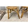 Image 6 : Set of Three Vintage Bamboo and Wicker Lattice-Back Dining Chairs with Round Seats