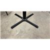 Image 14 : Set of Six Bar Stools with Orange Upholstered Seats, Black Metal Frames, and Table Base