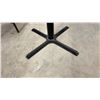 Image 15 : Set of Six Bar Stools with Orange Upholstered Seats, Black Metal Frames, and Table Base