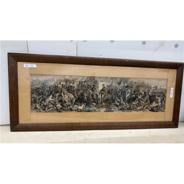 Framed Engraving "Waterloo: La Belle Alliance" After Denis Auguste Marie Raffet, 23 x 56 1/2"
