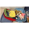 Image 9 : Three Totes of Fabric, Sewing Patterns, Blankets, Stuffed Animals, and More