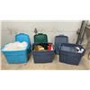 Image 1 : Three Storage Totes Filled with Assorted Fabric, Notions and More