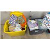 Image 3 : Three Totes with Assorted Fabric and Textile Scraps and More