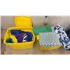 Image 2 : Three Totes Filled with Assorted Fabric, Costumes, Blankets and More