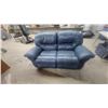 Image 1 : Navy Blue Leather Dual Reclining Sofa 64"
