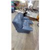 Image 5 : Navy Blue Leather Dual Reclining Sofa 64"