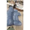 Image 6 : Navy Blue Leather Dual Reclining Sofa 64"