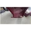 Image 3 : Burgundy Wicker Rocking Chair with Matching Ottoman and Floral Cushions