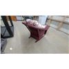 Image 4 : Burgundy Wicker Rocking Chair with Matching Ottoman and Floral Cushions