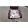 Image 6 : Burgundy Wicker Rocking Chair with Matching Ottoman and Floral Cushions