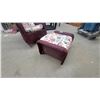 Image 7 : Burgundy Wicker Rocking Chair with Matching Ottoman and Floral Cushions