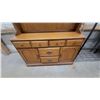 Image 2 : Two-Piece Traditional Maple China Hutch with Glass Doors, Drawers, and Cabinets 66 x 48 x 18"