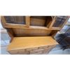 Image 6 : Two-Piece Traditional Maple China Hutch with Glass Doors, Drawers, and Cabinets 66 x 48 x 18"