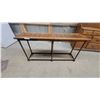 Image 1 : Console Table with Hexagonal Carved Wood Top and Faux Bamboo Metal Base 27 x 56 x 15"