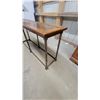 Image 3 : Console Table with Hexagonal Carved Wood Top and Faux Bamboo Metal Base 27 x 56 x 15"