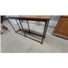 Image 4 : Console Table with Hexagonal Carved Wood Top and Faux Bamboo Metal Base 27 x 56 x 15"