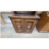 Image 3 : Rustic Pine Hutch with Turned Spindles, Two Drawers, and Two-Door Cabinet Base 76 x 18 x 30"