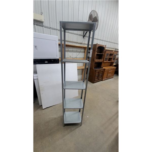Five-Tier Galvanized Steel Narrow Utility Shelving Unit 72 x 16 x 11"