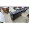 Image 3 : Black Leather Overstuffed Loveseat with Pillow-Top Back and Rounded Arms 52"