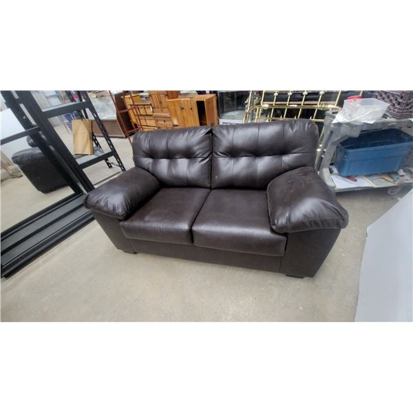 Dark Brown Faux Leather Coach 2 Seater Has a Mark in Pic 66"