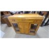 Image 4 : Art Deco Style Wooden Sideboard with Glass-Front Doors and Central Drawer 38 x 44 x 16"