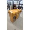 Image 5 : Art Deco Style Wooden Sideboard with Glass-Front Doors and Central Drawer 38 x 44 x 16"