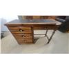 Image 1 : Vintage Solid Wood Writing Desk with Leather Inset Top and Three Drawers 30 x 18 x 46"