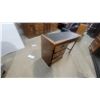 Image 3 : Vintage Solid Wood Writing Desk with Leather Inset Top and Three Drawers 30 x 18 x 46"