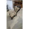 Image 2 : Armless Accent Chair with Geometric Upholstery in Blue, Brown, and Tan Tones
