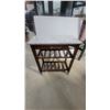 Image 1 : Granite Top Rolling Kitchen Island Cart with Wine Rack and Drawer 35 x 31 x 17.6"