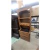 Image 1 : Wooden Secretary Desk Hutch with Turned Spindle Shelves and Three-Drawer Base 76 x 30 x 18"