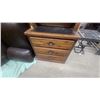 Image 2 : Wooden Secretary Desk Hutch with Turned Spindle Shelves and Three-Drawer Base 76 x 30 x 18"
