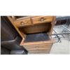 Image 3 : Wooden Secretary Desk Hutch with Turned Spindle Shelves and Three-Drawer Base 76 x 30 x 18"