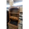 Image 4 : Wooden Secretary Desk Hutch with Turned Spindle Shelves and Three-Drawer Base 76 x 30 x 18"