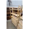 Image 4 : Pair of Modern Light Wood Five-Tier Open-Back Ladder Bookshelves with Curved Edges 74 x 28 x 10"