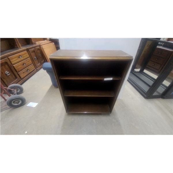 Dark Brown Wood Bookshelf with Three Open Shelfs 38 x 30 x 13"