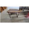 Image 1 : Wooden Side Table with Hexagonal Patterned Top and Faux Bamboo Legs21 x 28 x 22"