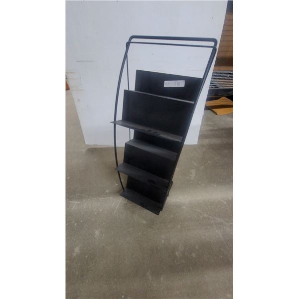 Black Metal Freestanding Magazine and Brochure Display Rack with Four Tiered Shelves 36 x 13"