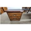 Image 1 : Rustic Wooden Two-Door Nightstand with Stone Top and Metal Pulls 24 x 25 x 16"