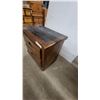 Image 2 : Rustic Wooden Two-Door Nightstand with Stone Top and Metal Pulls 24 x 25 x 16"