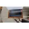 Image 3 : Rustic Wooden Two-Door Nightstand with Stone Top and Metal Pulls 24 x 25 x 16"