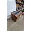 Image 4 : Rustic Wooden Two-Door Nightstand with Stone Top and Metal Pulls 24 x 25 x 16"