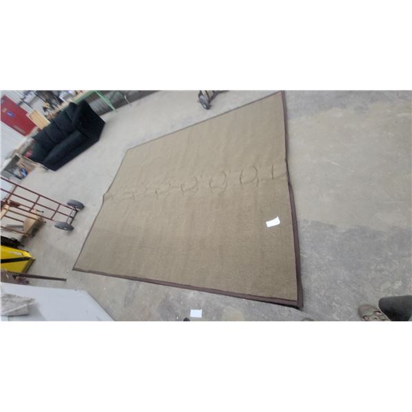 Large Tan Sisal-Look Area Rug with Dark Brown Border 120 x 96"