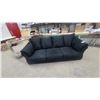 Image 1 : Black Microfiber Three-Seat Sofa with Rounded Armrests 88"