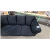 Image 2 : Black Microfiber Three-Seat Sofa with Rounded Armrests 88"