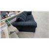 Image 4 : Black Microfiber Three-Seat Sofa with Rounded Armrests 88"